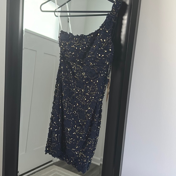 Ruby One Shoulder Ruby Rox | Dresses | One Shoulder Ruby Rox Blue And Gold One Shoulder ...